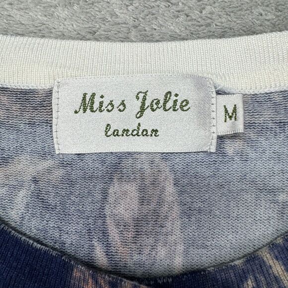 Miss Jolie London Sweater Womens Medium Blue Feather Knit Pullover Casual Granny - Picture 3 of 9